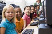 Group of children in a computer lab