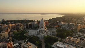 Capital building Madison Wisconsin - arial view