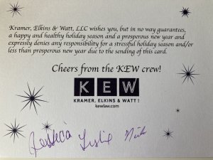 Inside of 2016 KEW Holiday card