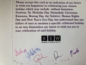 Inside of 2018 KEW Holiday card