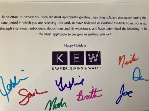 Inside of 2019 KEW Holiday Card